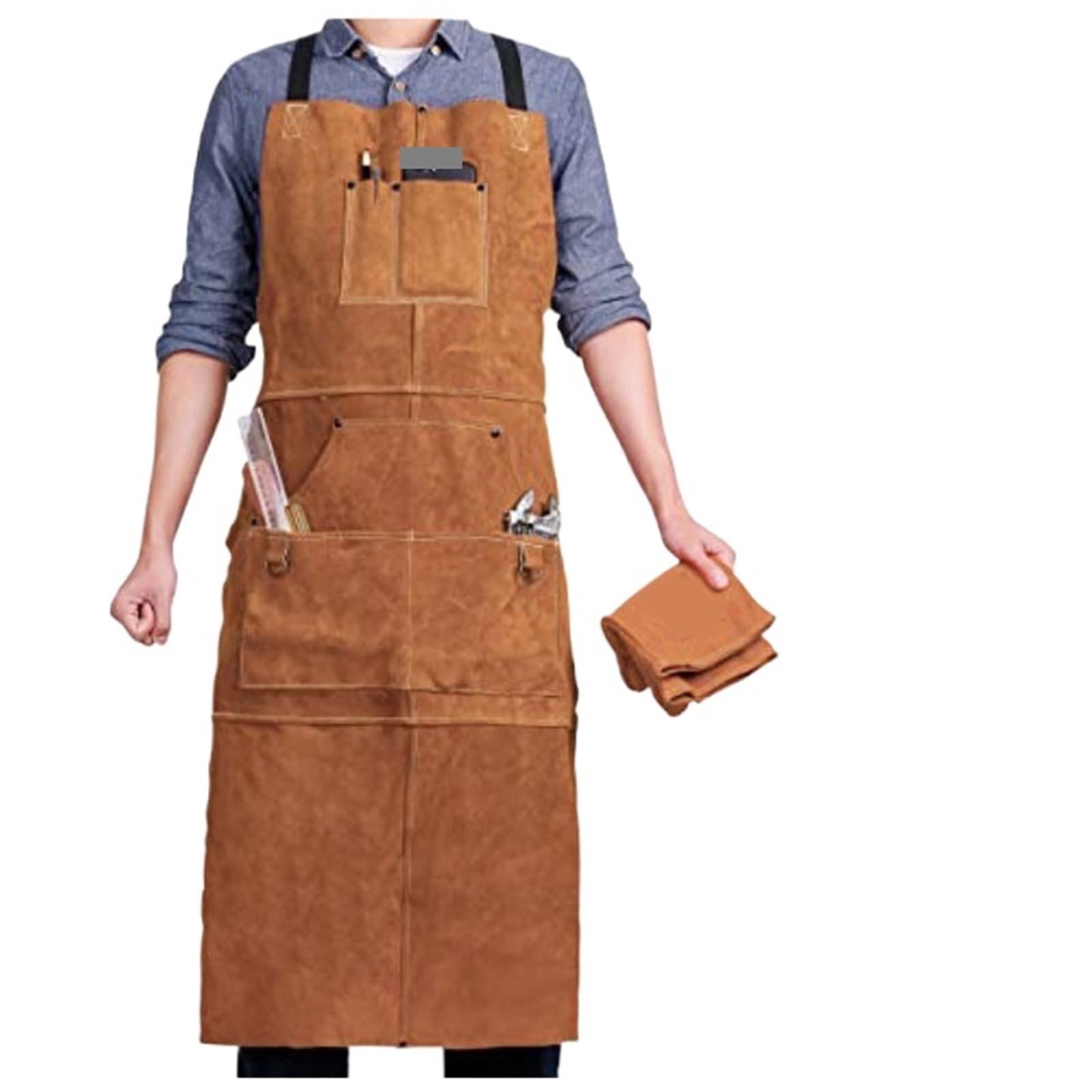 Tablier d'atelier en cuir avec 6 poches à outils Pour Bricolage