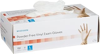 McKesson Powder-Free, Vinyl Exam Gloves, Non-Sterile, Large, 150 Count, 10 Boxes, 1500 Total