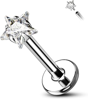 Minimalistischer Stern Dreieck Herz Vorwärts Helix Piercing Schmuck G23 Titan Knorpel Helix Tragus Conch Ohrstecker Zinken Set Innengewinde Flat Back Labret Medusa Piercing Schmuck