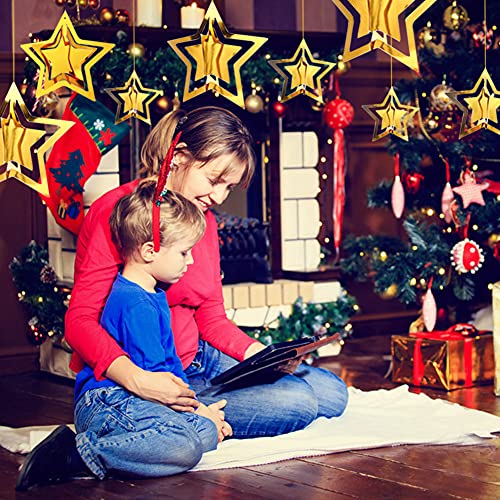 3D Gold Paper Stars Hanging Ornaments Party Decoration Kit Metallic Glitter Hanging Star Twinkle Little Star Decor Nursery Kids Room Birthday Wedding Baby Shower Christmas Graduation Ramadan #TOP4