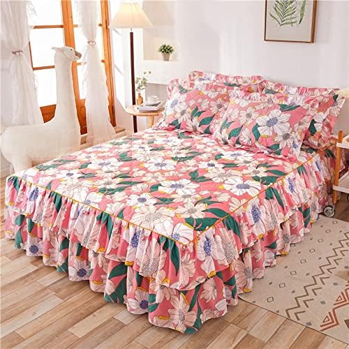 Konsilsa Bed Skirt Bedspread Coverlet, Queen King Size Single Size Pleated Dust Ruffle Dust Ruffled Bed Skirts Wrinkle and Fade Resistant (Color : E, Size : 150x200cm(59x79inch))