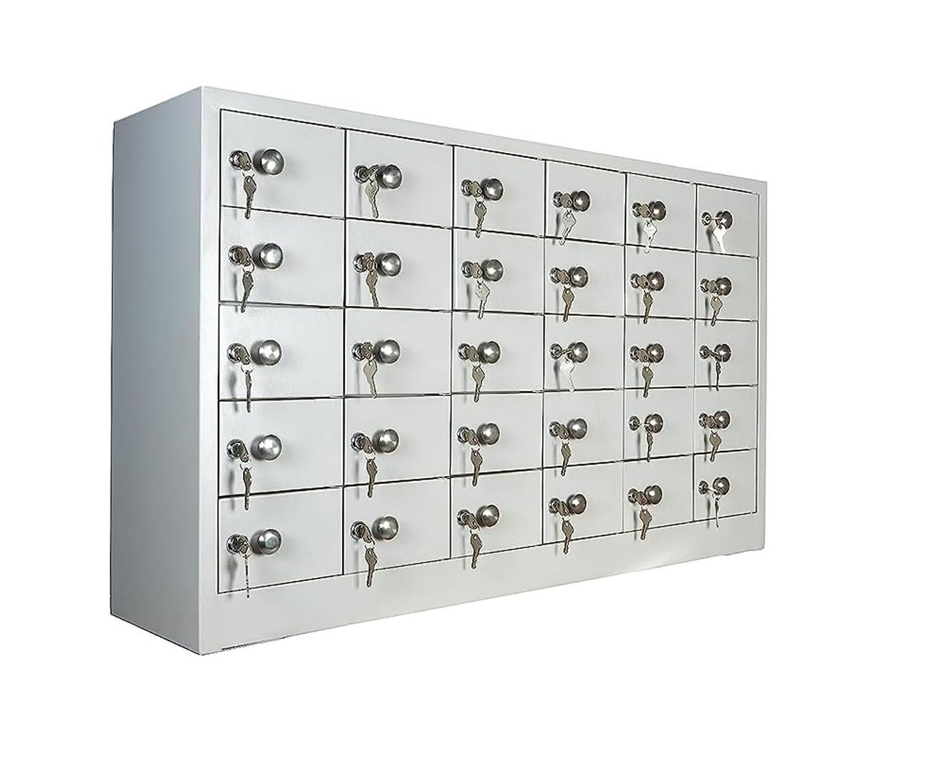 TUFFERONE 30-Door Durable Metal Mobile Locker β Secure Storage Solution for Phones & Valuables, Lockable Storage Cabinet (Powder Coated, Grey) β Net 131L, Gross 135L