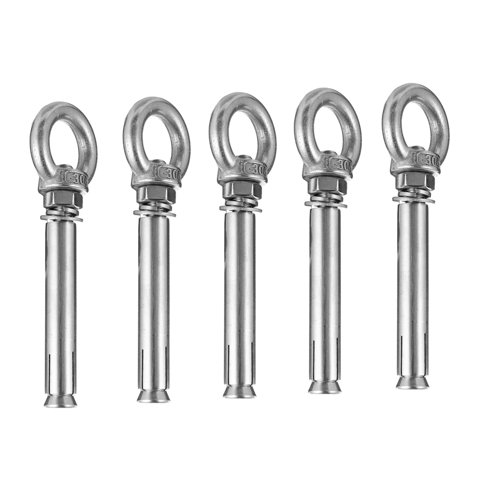 MUCKLILY 5pcs Stainless Steel Eye Nuts Ring Bolts Eyebolt Lag Screw 90mm for Home Hardwares