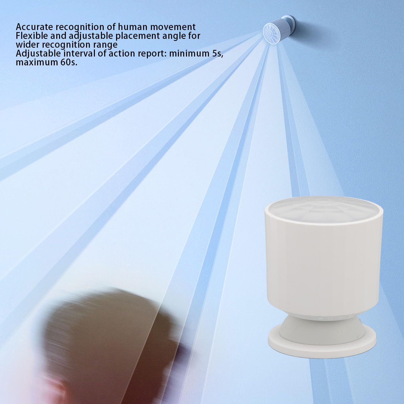 Sensore di Movimento Luce, Sensore di Movimento Intelligente con Rilevamento della Luce Ambientale, Intervallo di Reporting Regolabile, Base Magnetica, per la Sicurezza