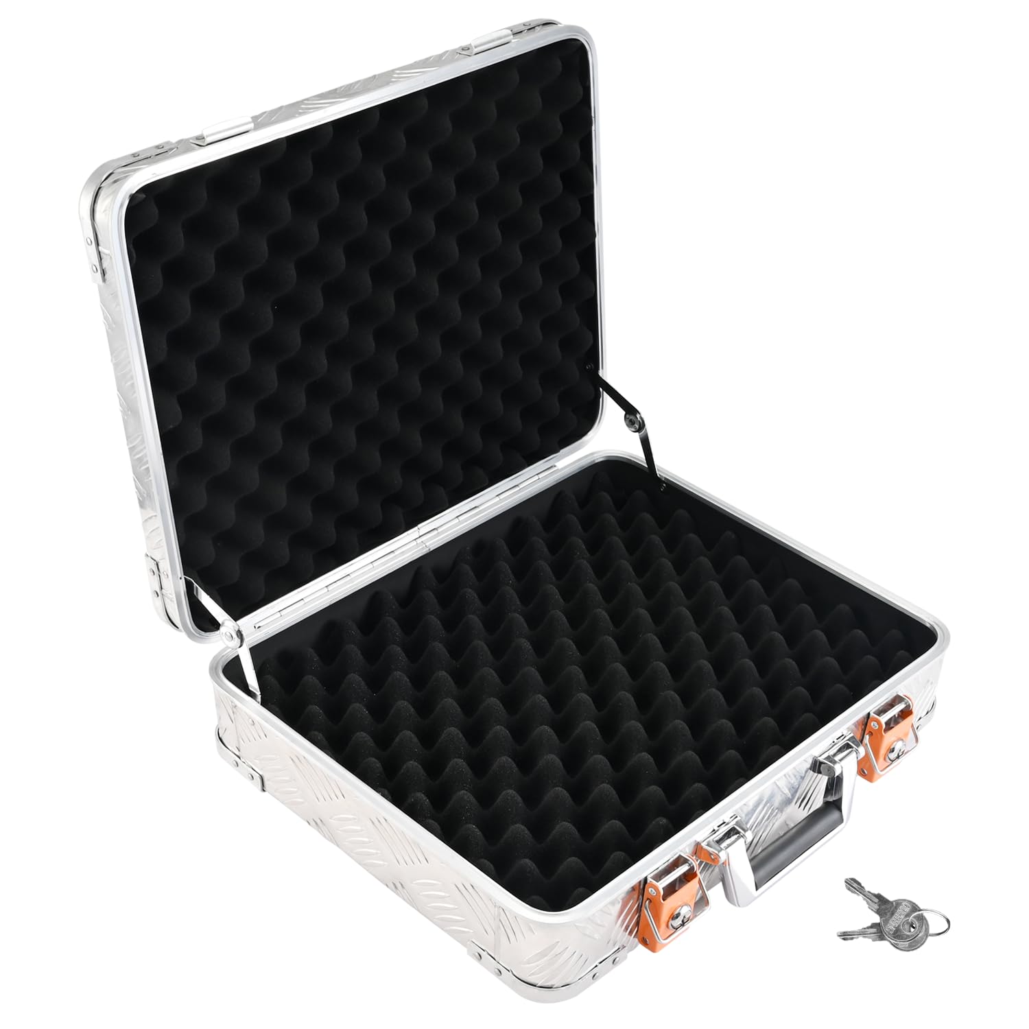Alubox Pistolenkoffer Schutzkoffer - Pistolen Hartschalenkoffer - 2 Schnallen 2 Schlösser - witterungsbeständiges Riffelblech Aluminium 1,5mm - abschließbar, gepolstert