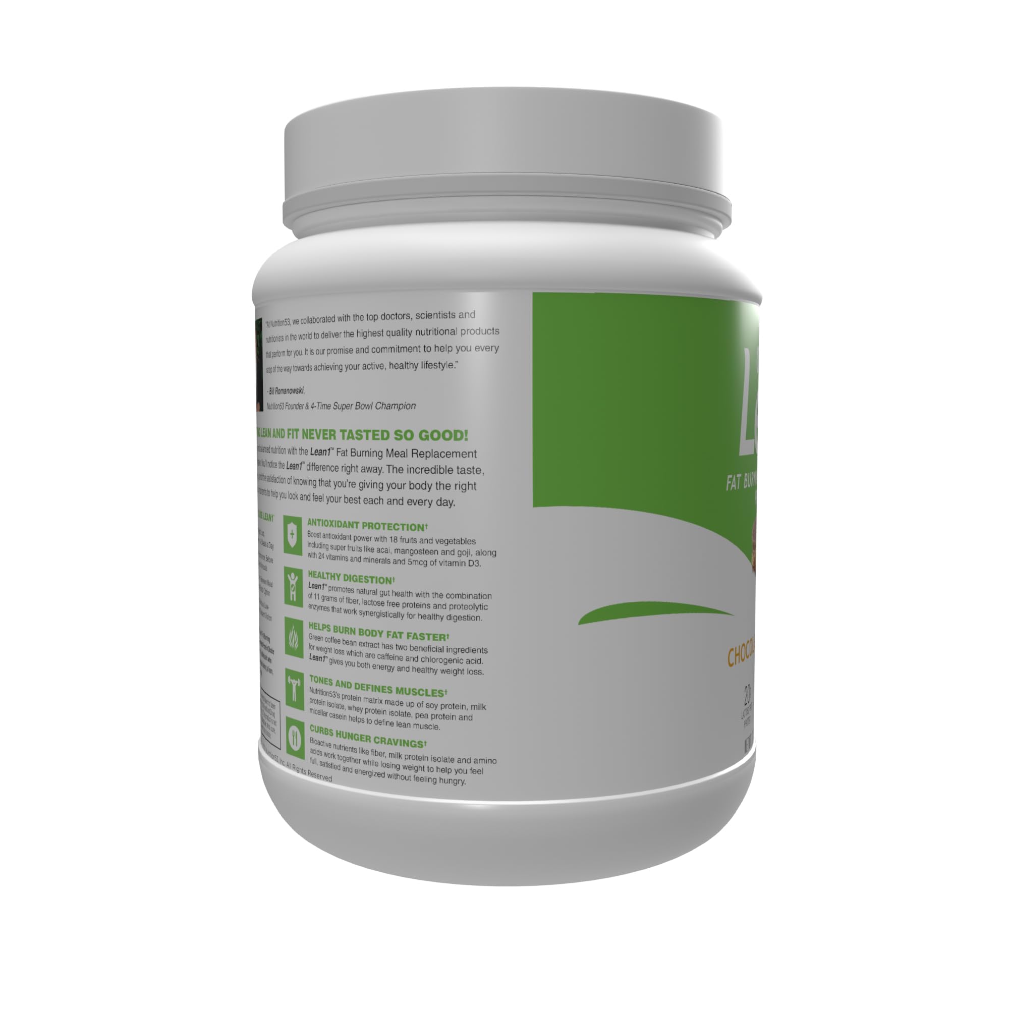 Lean1 Meal Replacement Protein Powder, Chocolate Peanut Butter Flavor, 15-Serving Tub. — Amazon image 5
