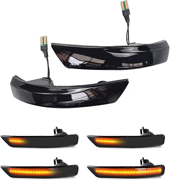 2PCS Dynamic Turn Signal Light LED Side Wing Rearview Mirror Indicator Blinker Lamp Compatible with Ford Focus 2 3 Mk2 Mk3 Mondeo Mk4