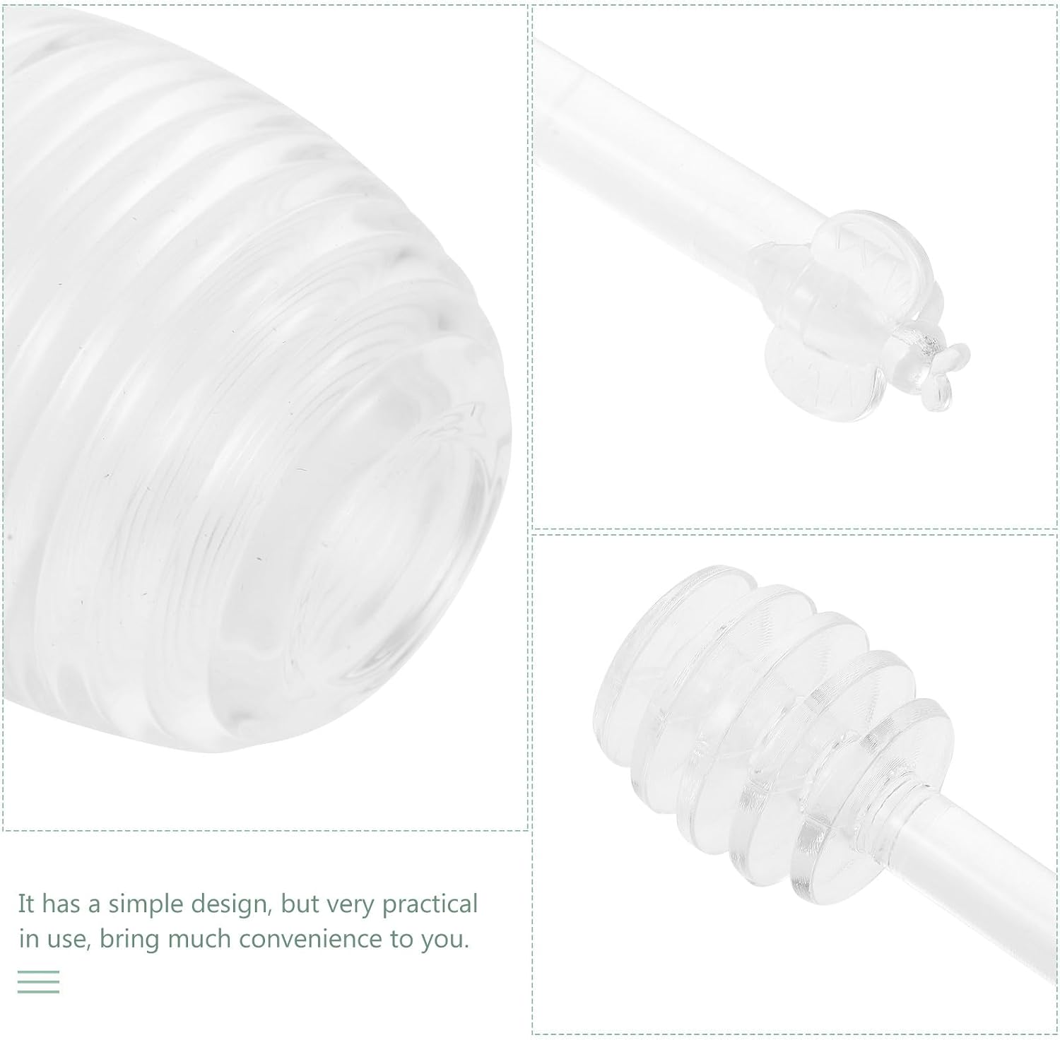Glass Honey Jar with Stirring Bar 1pcs Glass Honey Pot with Lid Holder for Kitchen and Dining Syrup Dispenser