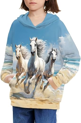 Xpyiqun Unisex Kids Hoodies Sweatshirt with Pocket Fashion Pullover Hooded 6T-16T