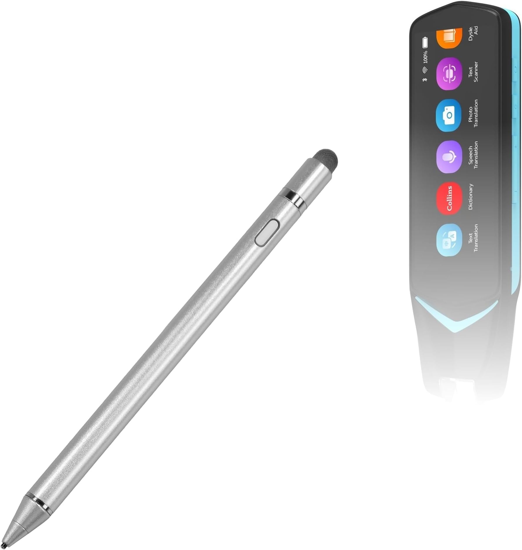 BoxWave Stylus Pen Compatible with NEWYES Scan Reader Pen 4 - AccuPoint Active Stylus, Electronic Stylus with Ultra Fine Tip - Metallic Silver