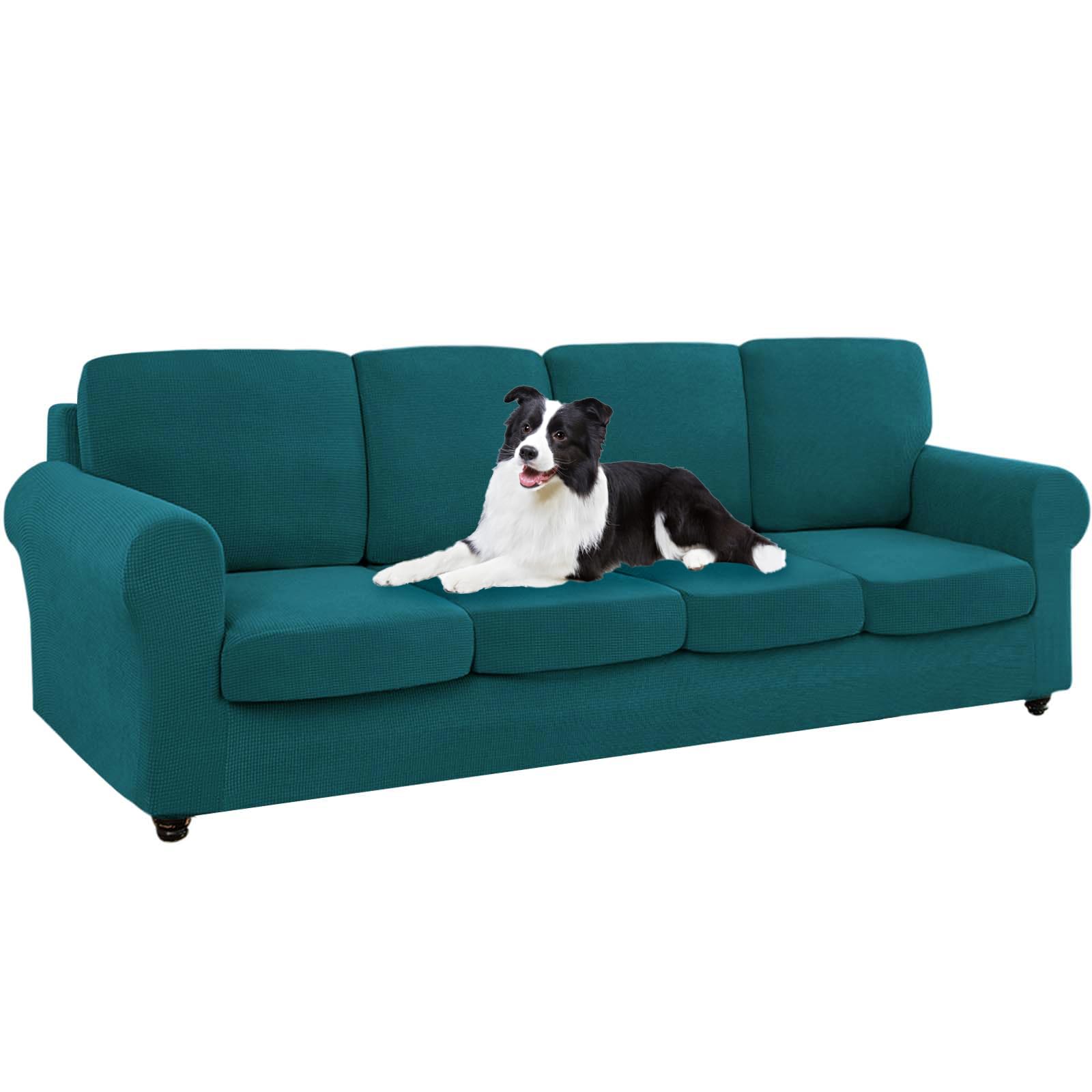 SYLC Ektorp Sofa Cover with Seat Cushions Covers and Backrests Covers Sofa Covers Stylish Stretch Jacquard Couch Slipcover Protector (Teal,LSofa+4 L Seats+4 L Backs)
