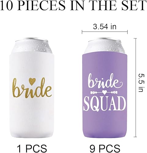 Miniatura 2 de PartyGifts&Beyond Regalos de dama de honor, paquete de 10 unidades, decoraciones de despedida de soltera, delgadas, enfriadoras de latas de