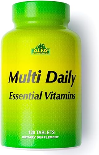 ALFA VITAMINS Multi Daily Vitaminas Esenciales Vitaminas para Apoyar el Sistema Inmunológico y Promover un Estilo de Vida Saludable 120 Tabletas
