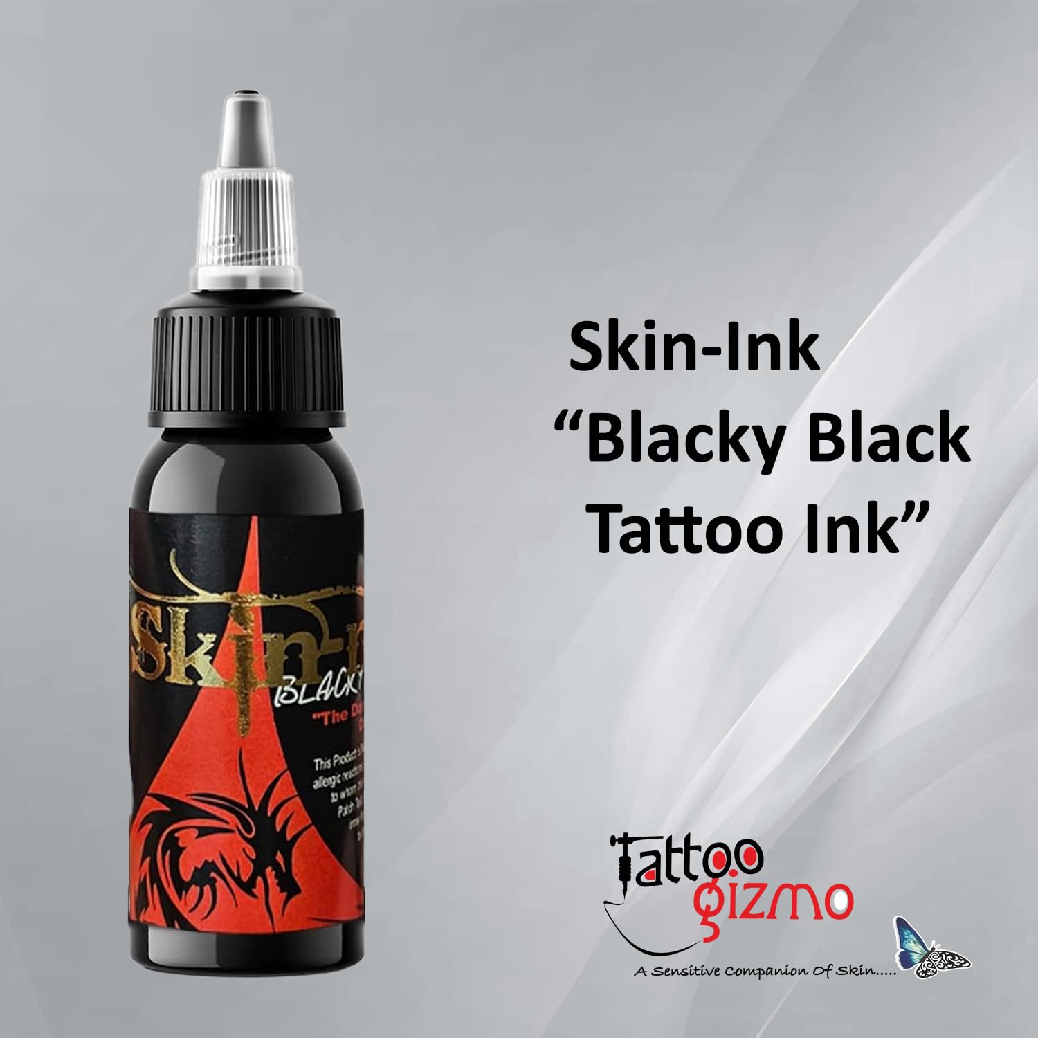 Skin- Ink 1oz Blacky Black Professional Pigment for Outlining, Shading, & Blending Tattoo Ink 4