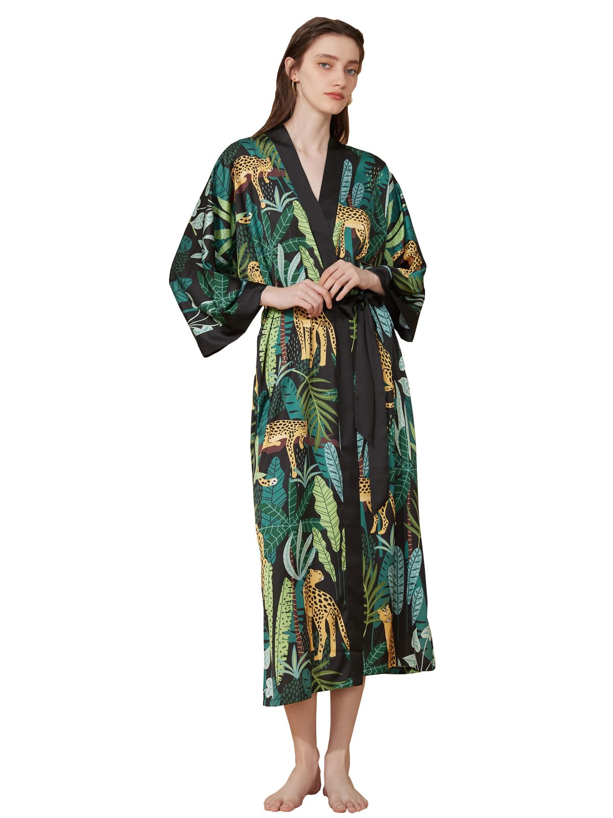 Ulivary Women's Floral Silky Kimono Robe Long Japanese Bridal Bathrobe Luxury Designer Robe for Photoshoot