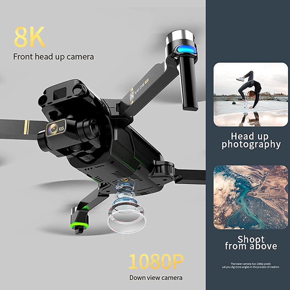 Drone with 3-Axis Gimbal Foldable GPS Drones with 8K Camera RC Quadcopter for Adults Drones 5G WiFi FPV EIS Anti-Shake Quadcopter with 50Mins Flight Time 2 Batteries