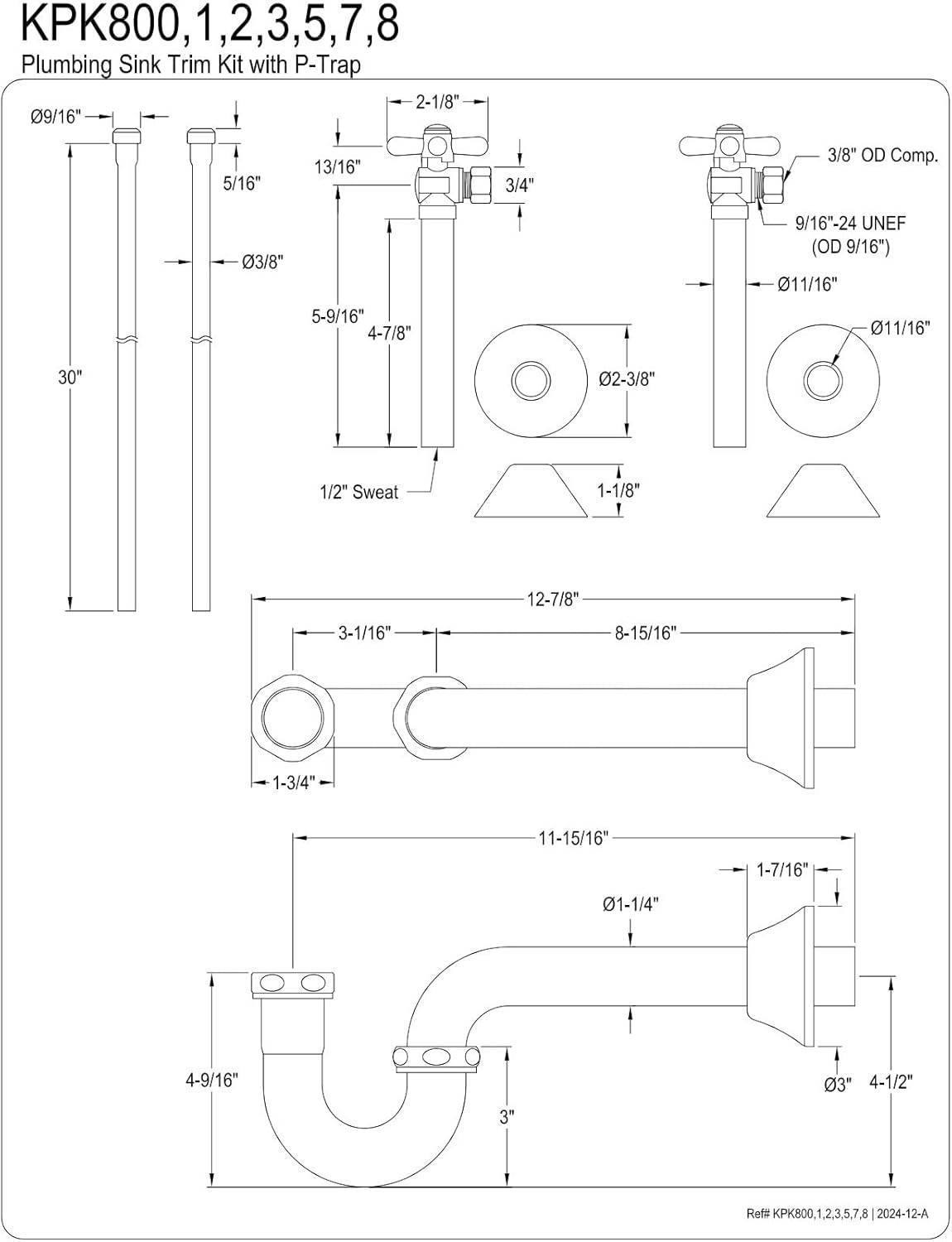 Kingston Brass KPK801 Trimscape Traditional Plumbing Supply Kit Combo, Polished Chrome