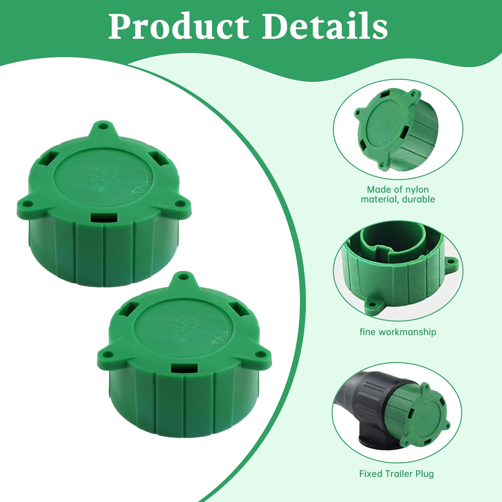 Heyung 2PCS 13 Pin Alignment Tool,Trailer Caravan Conversion Cap,Protecting Towing Adaptor,13 Pin Realignment Tool Dust Cap for Caravan Conversion Cap for Plugging and Parking Socket(Green) — view 3