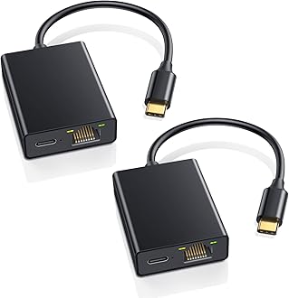 ZEXMTE USB C to Ethernet Adapter for Chromecast with Google TV- USB C to Rj45 Ethernet Network Adapter, Compatible with Chromecast Google TV (HD/ 4K), Laptop, Tablet - Adhesive Tape Include, 2 Pack