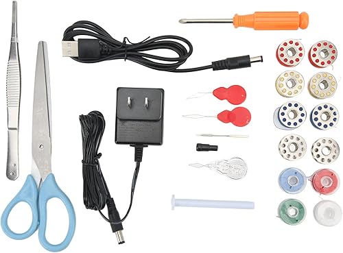 Miniatura 8 de Máquina de coser de mano, herramienta de coser inalámbrica, mini máquina de coser eléctrica portátil de doble línea con mango ergonómico, enchufe de