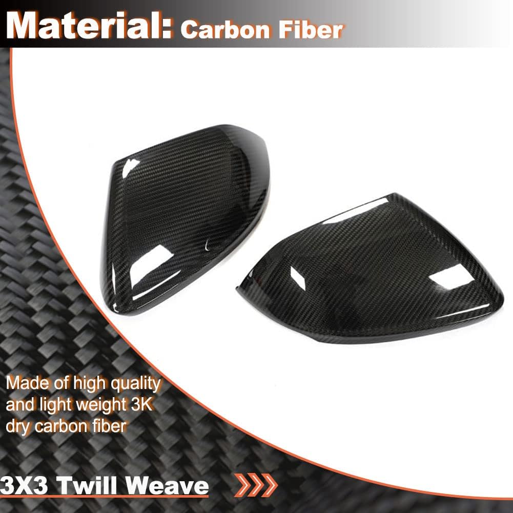 Dry Carbon Fiber Mirror Covers for Lamborghini Urus for Audi Q8 2018-2021 Add on Style Side Rearview Mirror Caps Car Exterior Outside Shell(Without Lane Assist)