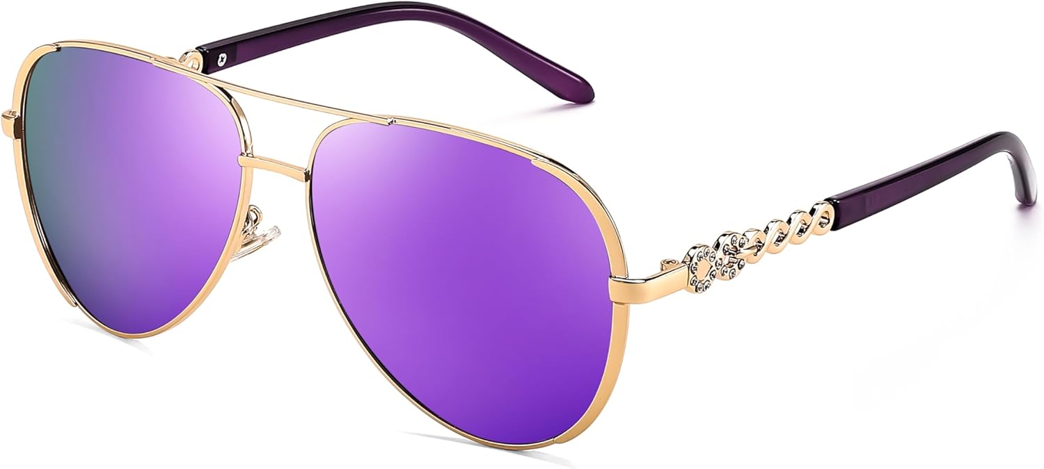FEISEDY Retro Polarized Aviator Sunglasses for Women 70s Vintage Trendy Shades B4147