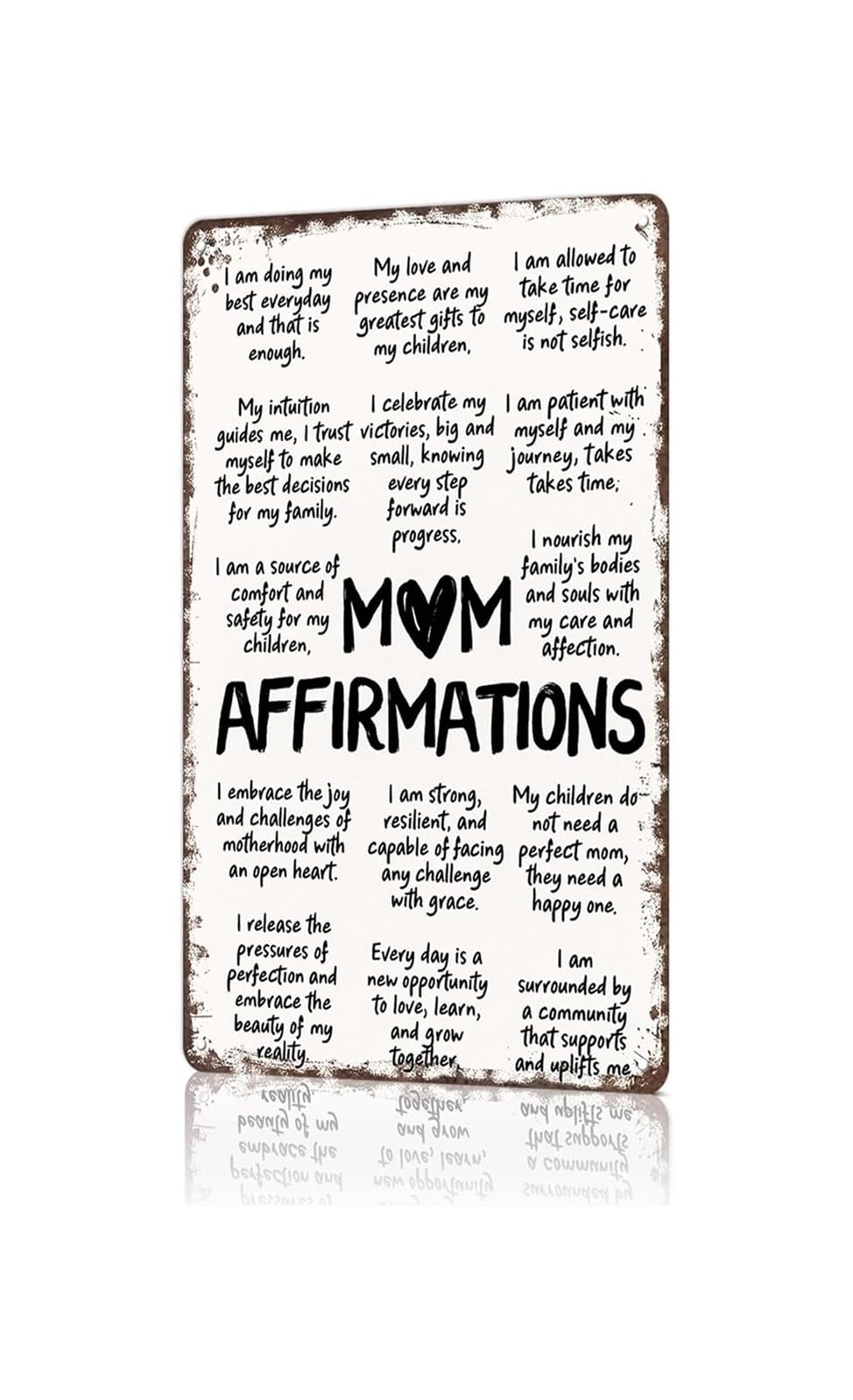 XHAJCSJWGD Vintage Mom Affirmations Tin Sign Sassy Real Talk Metal Wall-Art Uplifting Parenting Humor Decor For Laundry Room Playroom Bathroom 8 X 12 inch