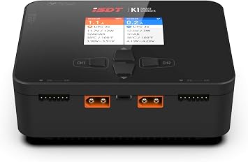 ISDT K1 AC 100W DC 2 x 250W 10A Dual Channel Lipo Battery Balance Charger, XT60 Smart Charger for 16S LiPo/LiIon/Life/LiHV 110S Pb 116S NiCd/NiMh