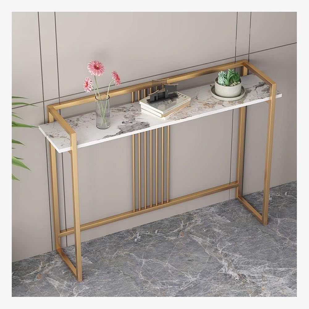 Rock Slab Console Table, Modern Console Table Narrow Long, Chinese Style Accent Table Entrance Table for Living Room, Hallway, Foyer(Gray-A,140x30x85cm)