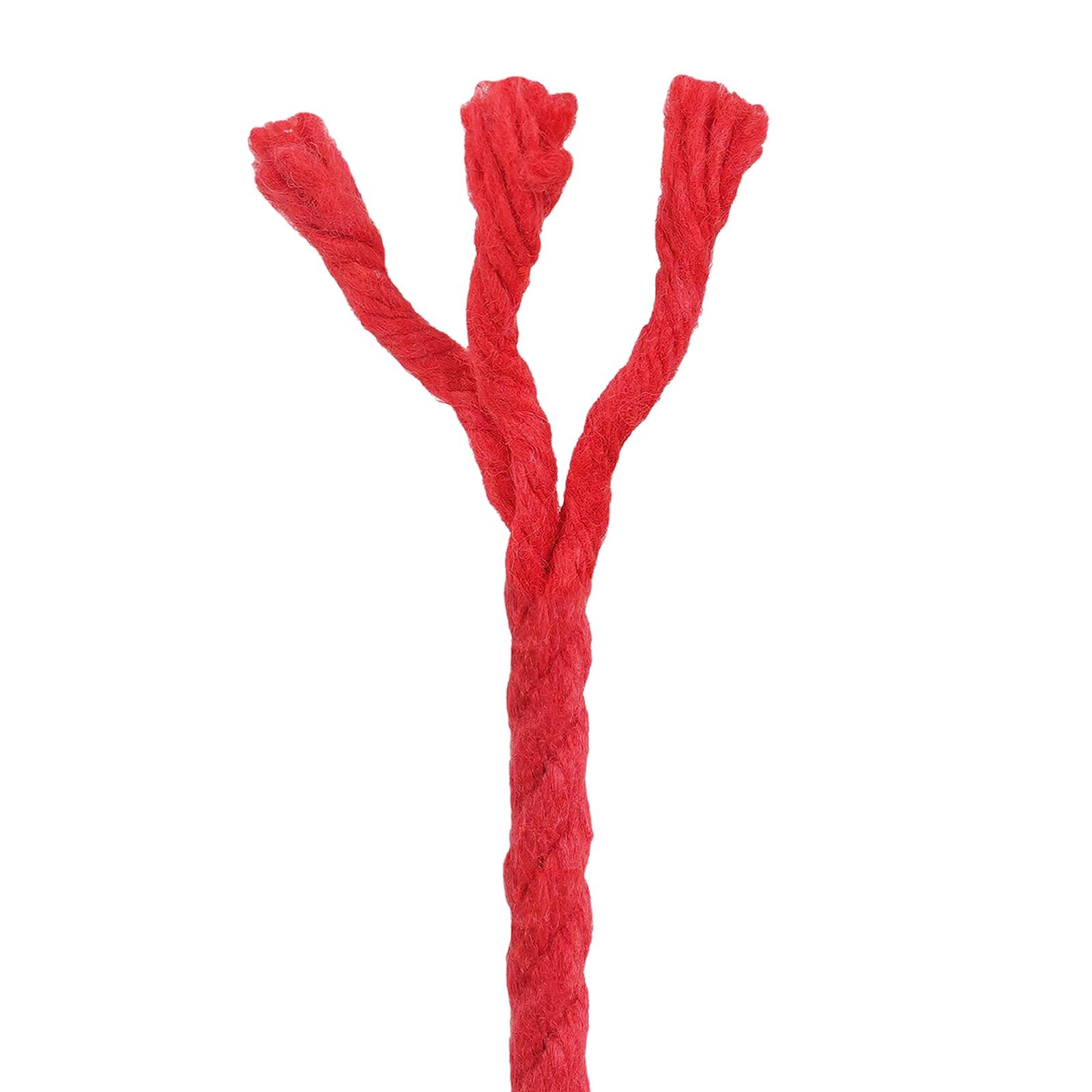 Cuerda de algodón roja 0,4 x 0,4 x 25000 cm, 3 capas, cuerda de cuerda de rocío, cuerda para manualidades, fijación, macramé, para proyectos de interior y exterior