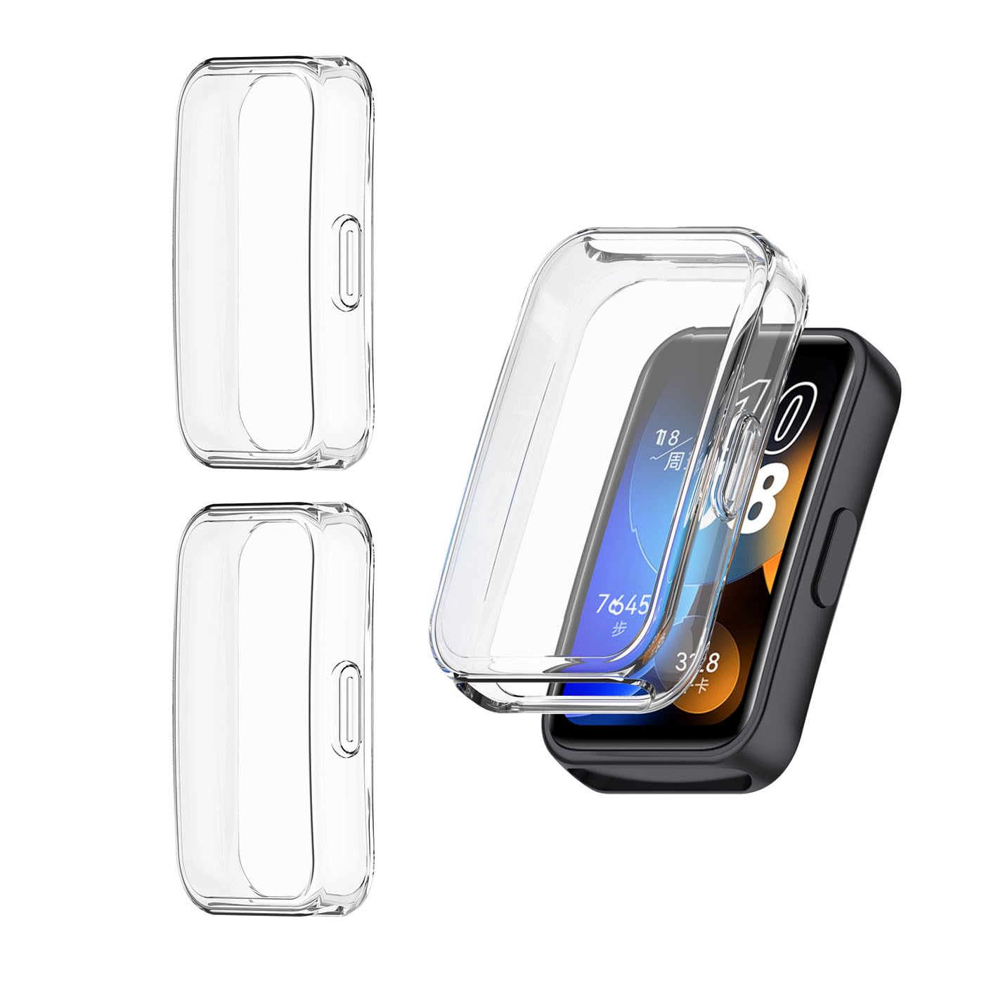 HOMTERN3-Pack Compatible with HUAWEI band 8/band 9, Soft TPU Lightweight Shell Drop-proof Scratch-Proof Flexible Screen Full Covered Protective Case,3-Pack Clear