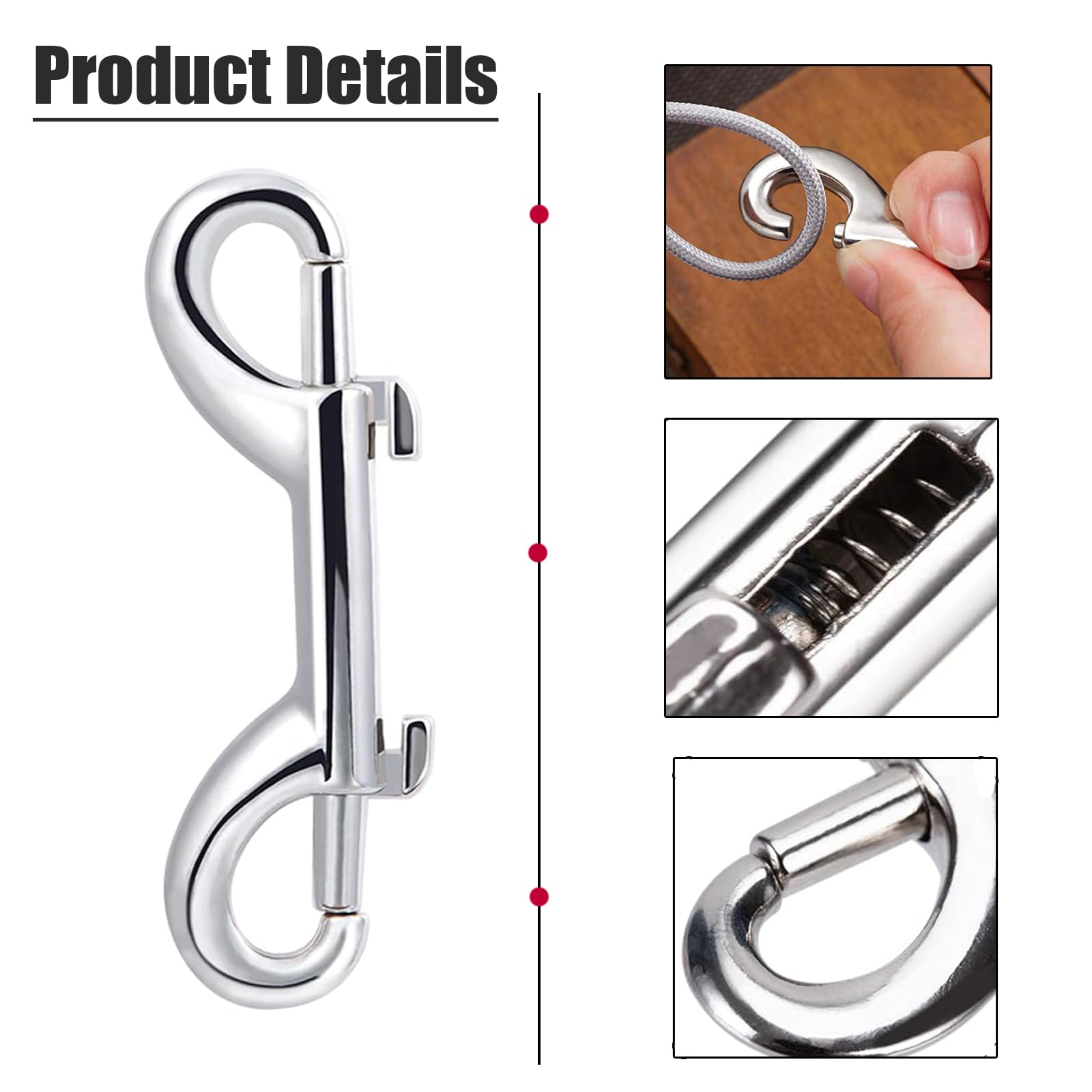 Lot De 3 Mousquetons Doubles En Alliage Zinc - Crochets à Déclic, Argent, Pour Laisse Chien, Porte-clés