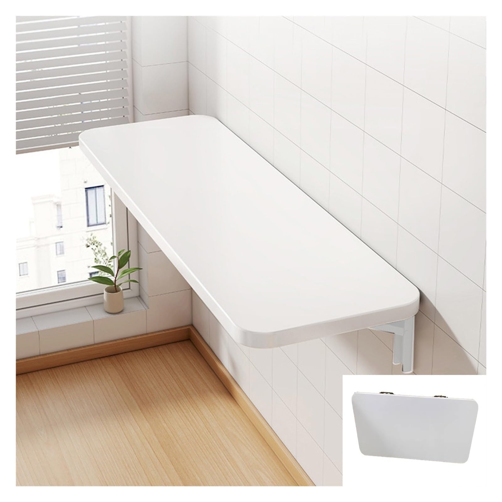 LWJSOCP WallMounted Folding Dining Table SpaceSaving Foldable Shelf for Kitchen Home Office Laundry Garage Bar Compact 20x120cm White Design