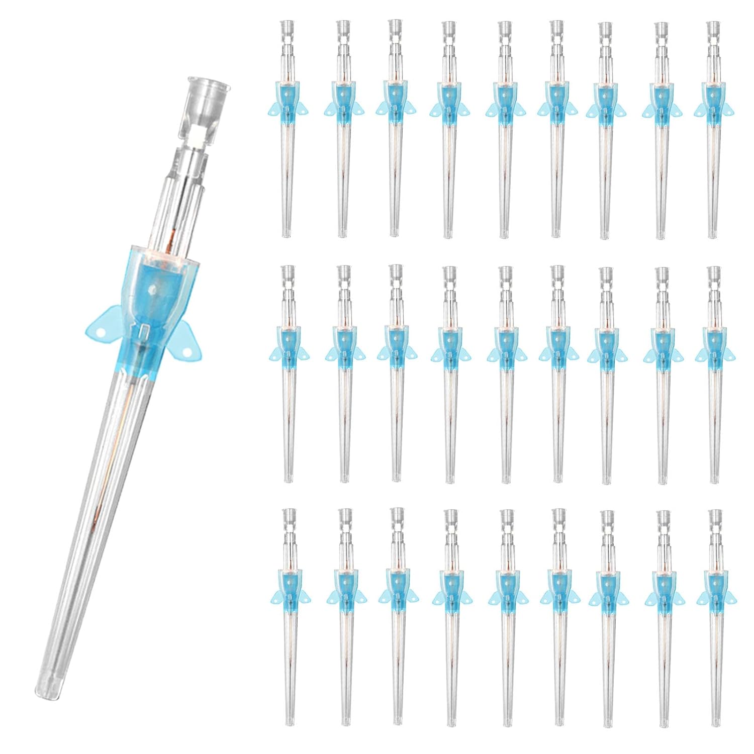 50-Pack Vet IV Catheters 20G/22G/24G/26G, Disposable Veterinary Intravenous Catheters, Pet I-V Infusion Tubes for Dogs, Cats, of Animals(22G)