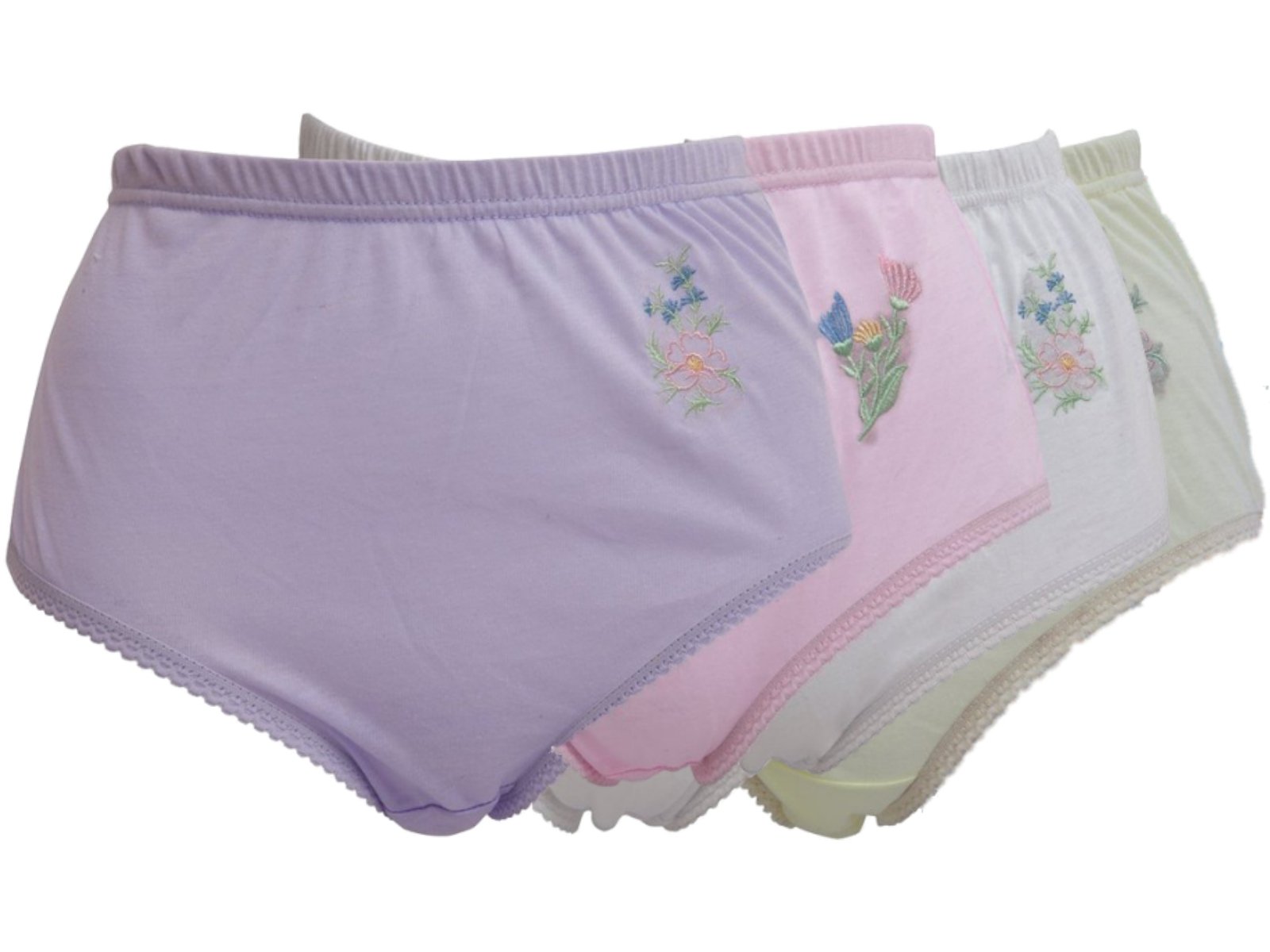 Alishba Women's Multicolored 12 Pairs Of Woman's Full Size Embroidered Mama Briefs Underwears Plus Sizes Wholesale Job Lot 12 Pack (Os Hip To Fit 42-44", Colours.assorted)