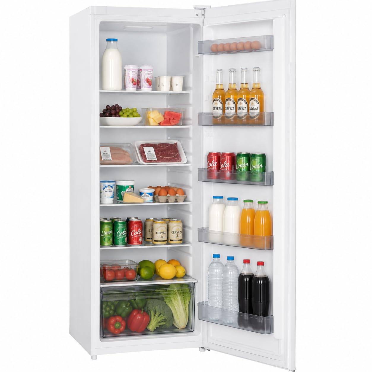 SAUBER, Frigorífico 1 Puerta, SERIE 3-1F17026WH, E, 172,5 x 60 cm, 331 litros, Puerta Reversible, LED, Cajón Frutas y Verduras, Motor Inverter, Blanco, ENTREGA Y RETIRADA USADO DOMICILIO