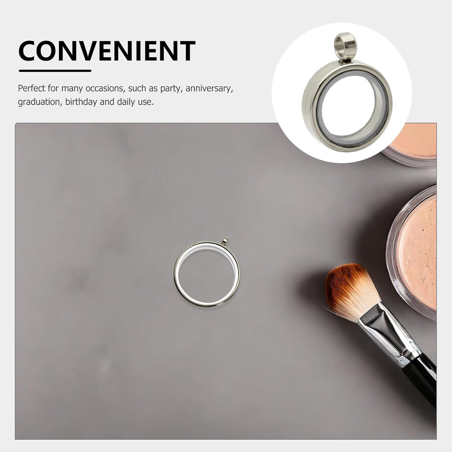 TEHAUX Stainless Steel Floating Locket Pendant Necklace Round Openable Photo Frame Memory Keepsake Jewelry for Women 0.78X0.78X0.39 Inch - Image 7