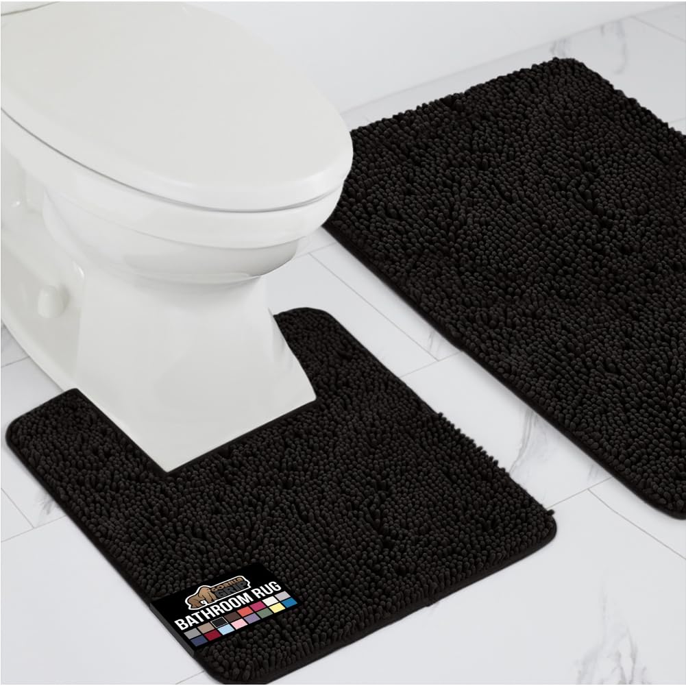 GORILLA GRIP Bathroom Rug Sets, Soft Chenille 2 Piece Area Rugs Set, Toilet Base Mat and 30x20 Carpet, Absorbent Microfiber Washable Mats Dry Quickly,