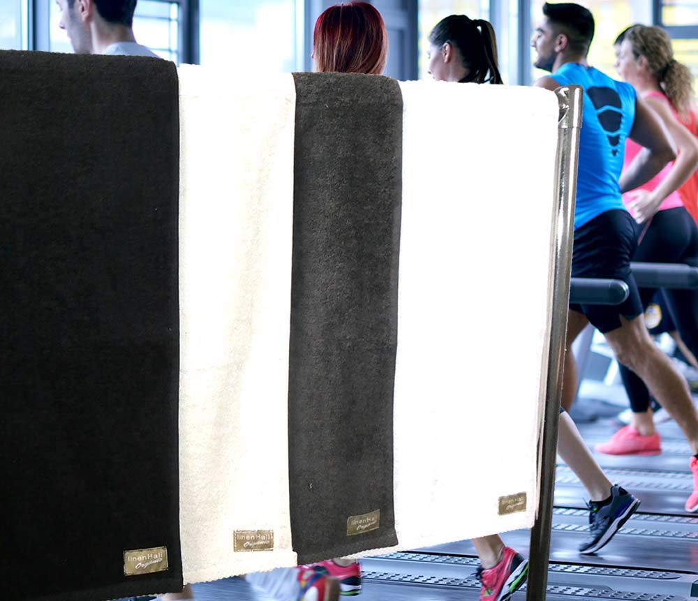 linenHall 500gsm, Combed Organic Cotton Gym Towels in Natural Unbleached (Cream)