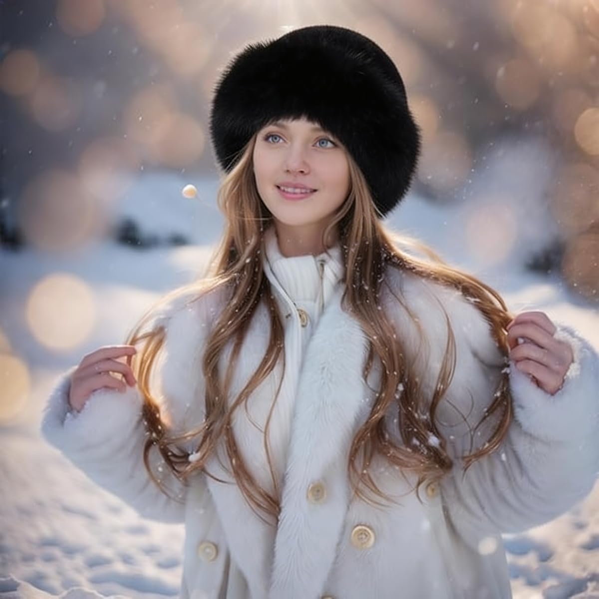 Faux Fur Bucket Hat, Winter Plush Fluffy Furry Mink Hat, Warm Thickened Fisherman Cap for Women Girls - Image 4