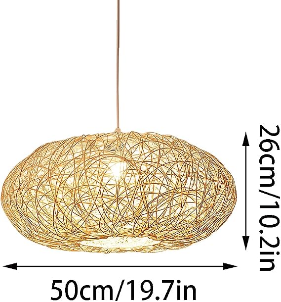 Bamboo Weaving Pendant Light Bamboo Lantern Pendant Lamp Lantern Lamp Rattan Single Light Weaving Natural Wooden E27 Lighting Pendant Lamp Commercial Lighting for Restaurants and Hot