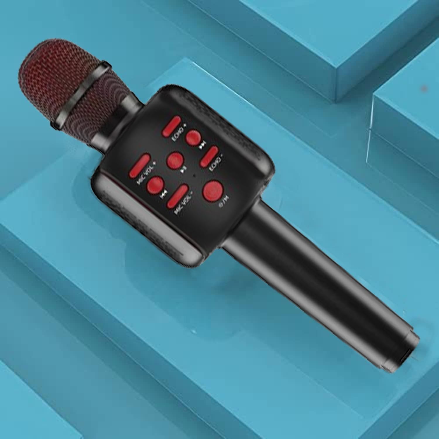 VRJTEC Wireless Karaoke Mic - Handheld & Multifunctional2 in 1 Microphone with Audio Recording, Voice Effect + USB Charging + Card Slot + Headphone Port (Black & Red - Color)