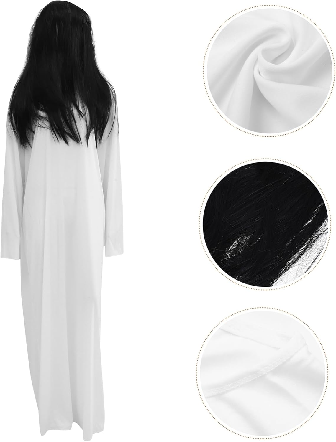 Holibanna Halloween Ghost Costume Props White Ghost Dress up Cosplay Clothing Hair Set for Halloween Parties