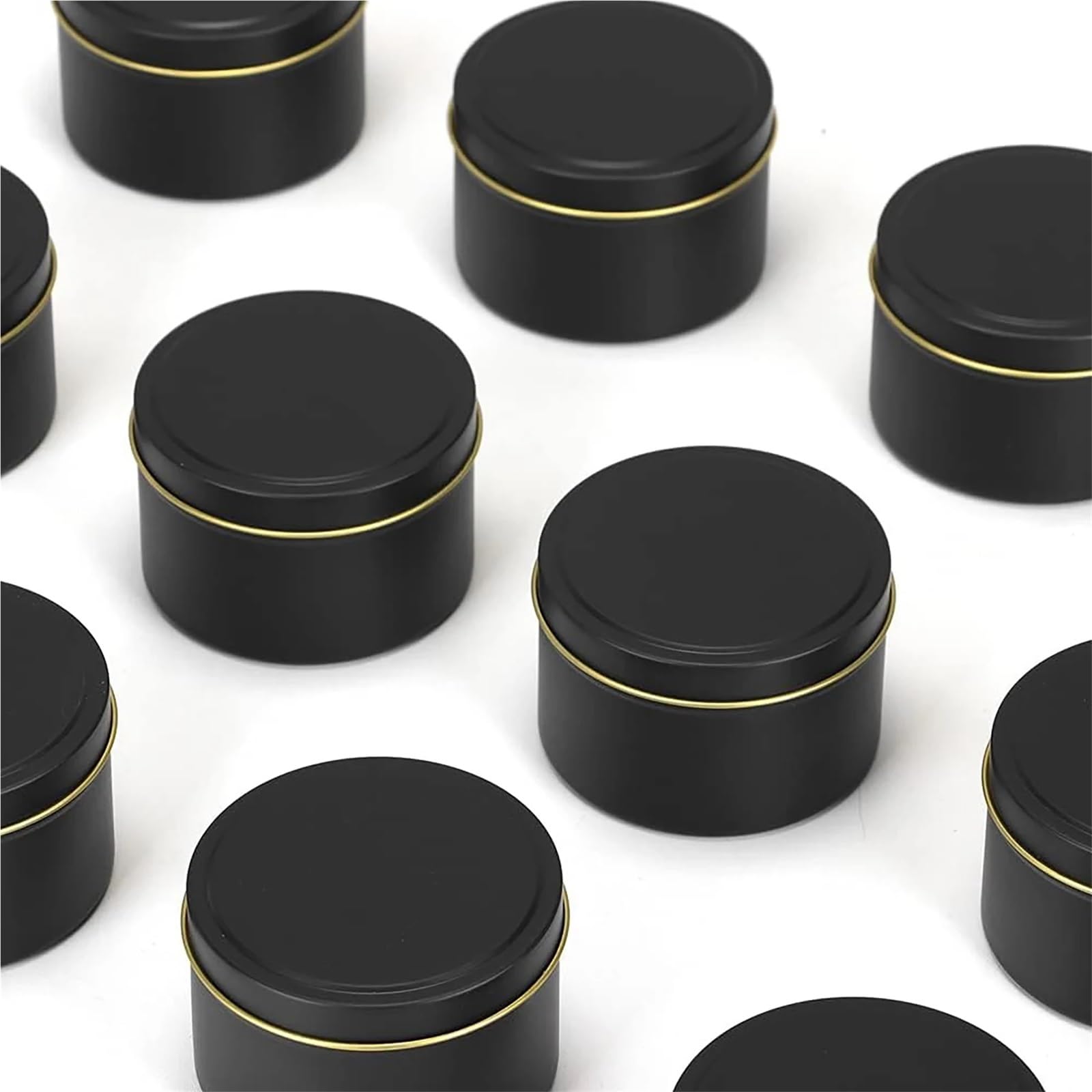 Xinglongs 24 barattoli per candele da 113,4 g/226,8 g, con coperchio, nero opaco, contenitori rotondi per candele fai da te (nero, 226,8 g)