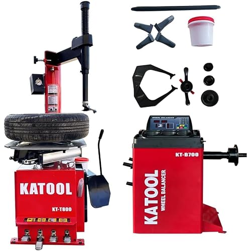 KATOOL 2.0HP Tire Changer Wheel Changers Machine Combo Inside Clamp 14"-24" Tire Changer Machine Tire Machine Tire Repair Tire Tools for Shop and Garage, Red