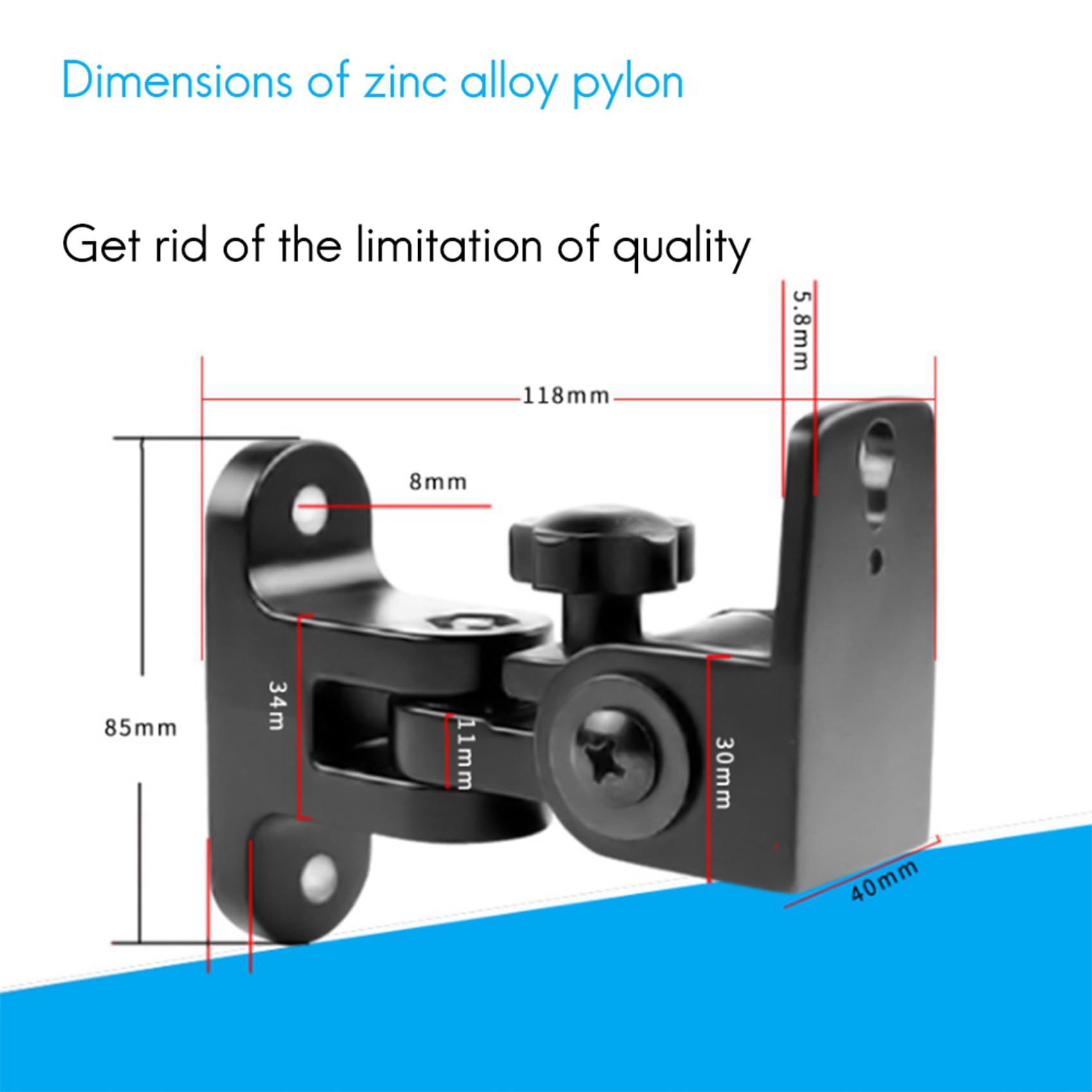 Soporte de pared para altavoz, aleación de zinc, soporte universal de pared para sonido envolvente (6 piezas)