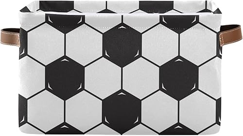 Cesta de almacenamiento de tela de fútbol con asa, plegable, de lona, organizador de almacenamiento, cajón para estantería, armario, dormitorio,