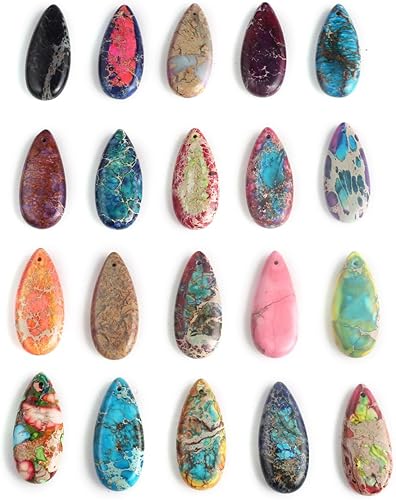 Miniatura 5 de Colgantes de conectores de piedra natural, colgantes de jaspe de sedimento marino, dijes de jaspe imperial para hacer collares o joyas