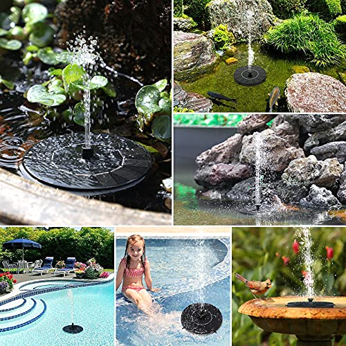 Fonteinpomp Zonne Energie 1W - THEGUS Rond Zonne Energie Waterfonteinpaneel met 6 Mondstukken, Vrijstaand Drijvend Buitenwaterfontein op Zonne Energie Voor Vogelbad/Aquarium/Vijver Patio/Tuindecoratie - Image 4