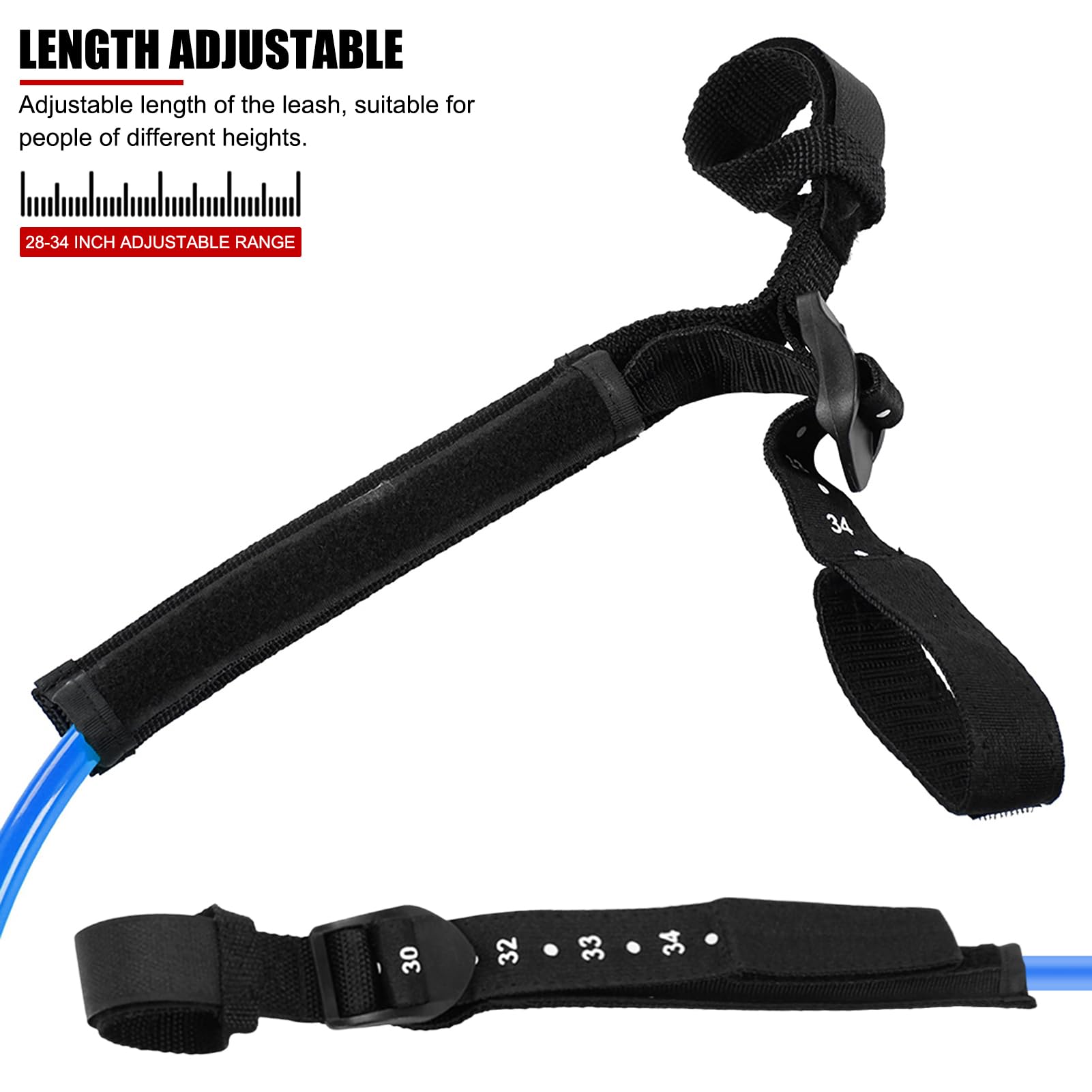 Surfen Leash String, 2 STKS 28-34 inch Zwart Verstelbare Veiligheid Windsurf Harnas Lijnen, Leash Surfboard Surfen Accessoire Voor Windsurfuitrusting( blauw